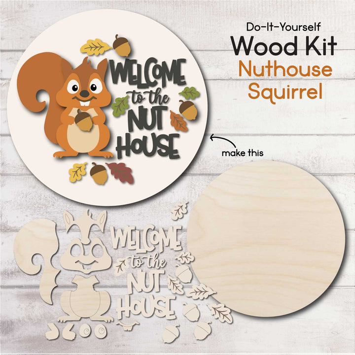 WallCutz  WOOD KIT / Welcome to the Nuthouse Squirrel Wood Kit