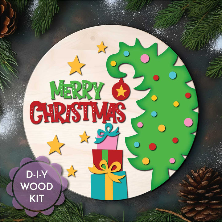 WallCutz  WOOD KIT / Whimsical Christmas Tree Wood Kit