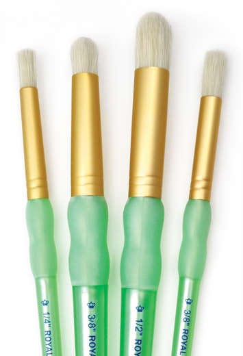 WallCutz  4pc Economy Pack STENCIL BRUSHES / (2 flat and 2 domed) supplies