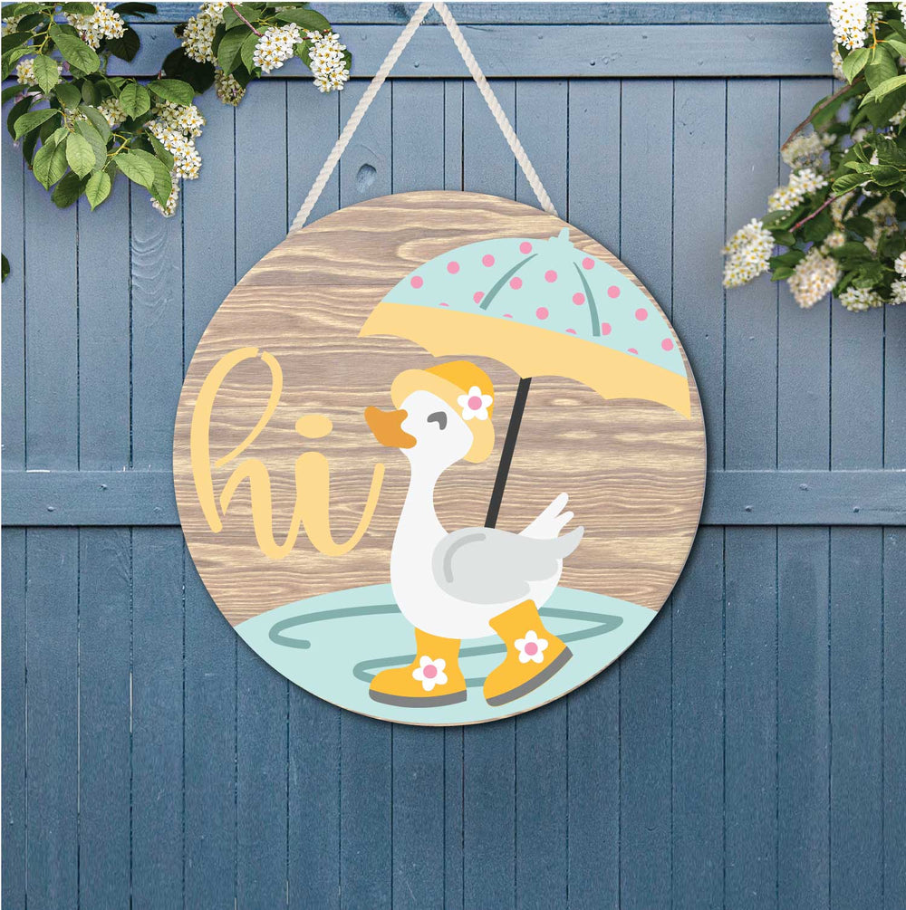 WallCutz  STENCIL KIT with Wood Round / Umbrella Duck in Puddle Wood Kit