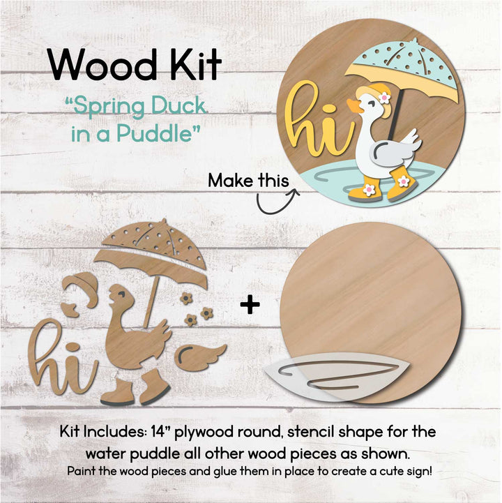 WallCutz  WOOD KIT  / Spring Duck in Puddle Wood Kit