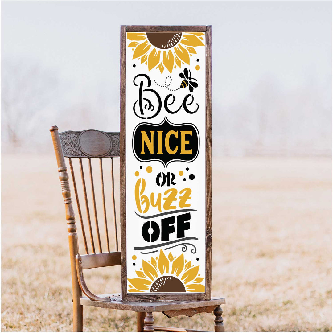 WallCutz  Bee Nice or Buzz Off / Sunflower Porch Stencil Stencil