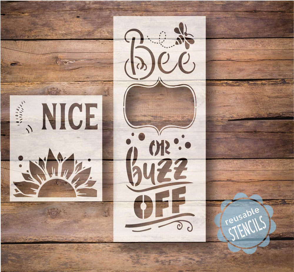 WallCutz  Bee Nice or Buzz Off / Sunflower Porch Stencil Stencil