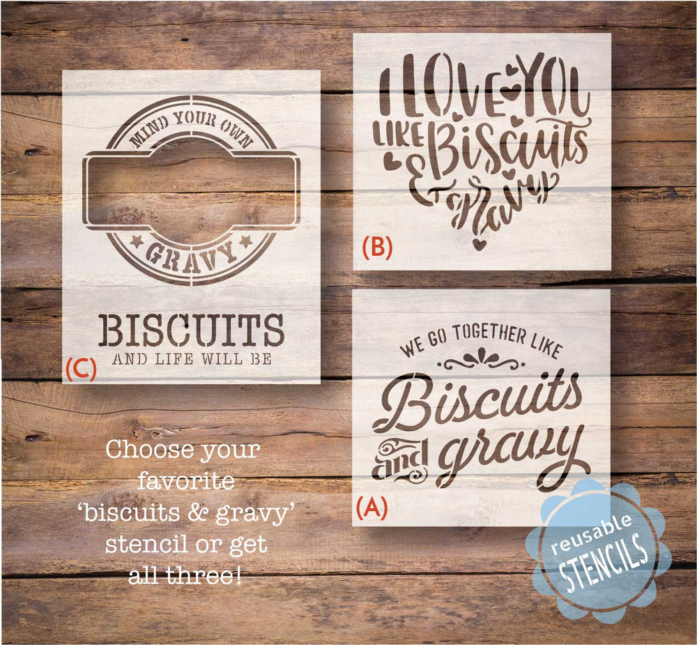 WallCutz  Biscuits & Gravy Stencils / 3 design options Stencil