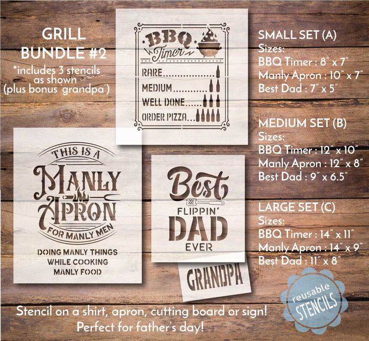 WallCutz  Dad's BBQ / Stencil Bundle #2 Stencil