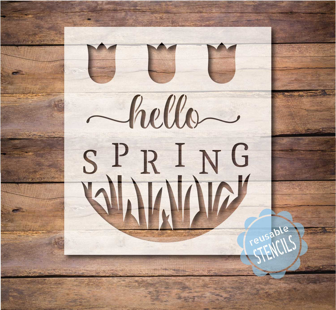 WallCutz  Hello Spring Tulips / Reusable Stencil Stencil