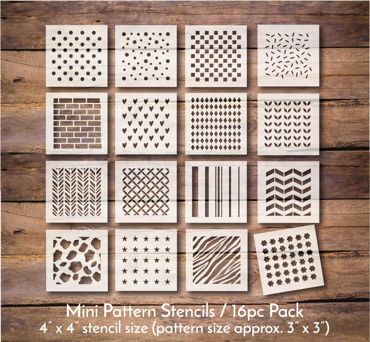 WallCutz  Mini Pattern Samples / 16 pc Stencil Pack Stencil