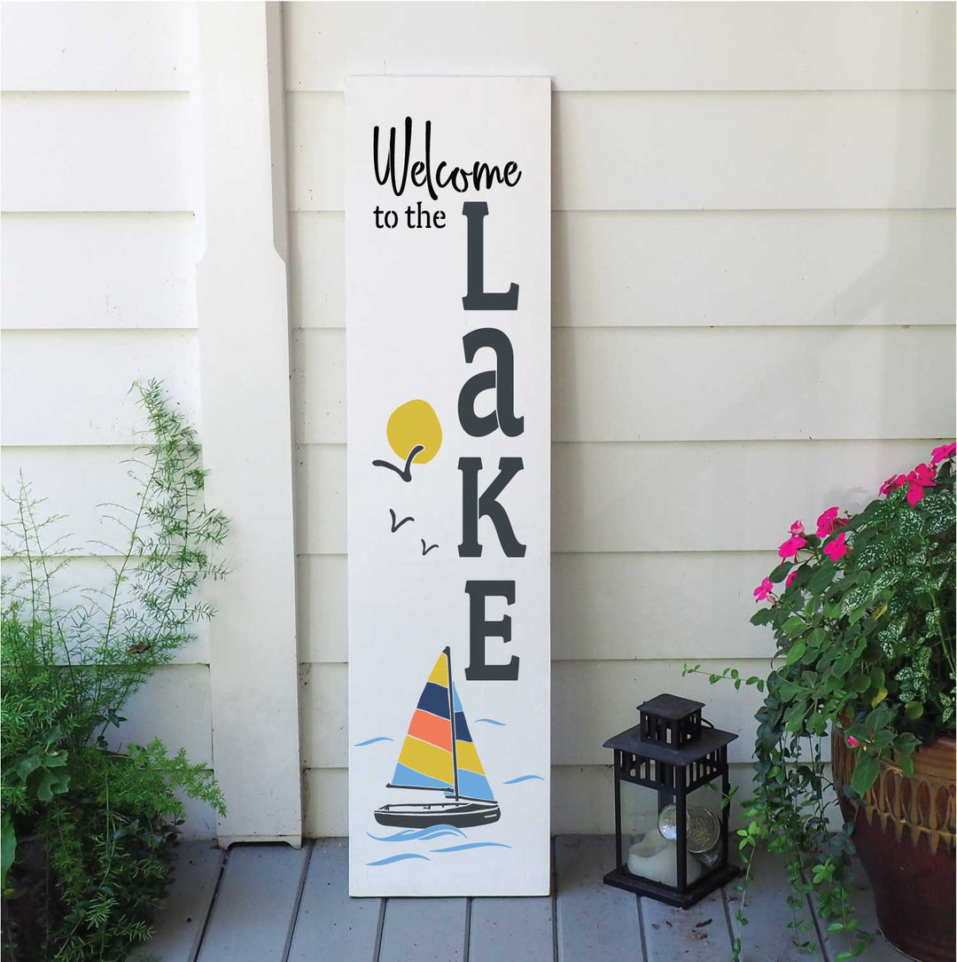 WallCutz  Welcome to the Lake / Sailboat Porch Stencil Stencil