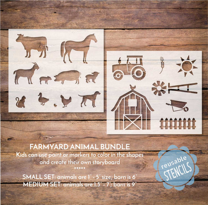 WallCutz  Farmyard Stencil Bundle / Farm Animals Stencils Stencil