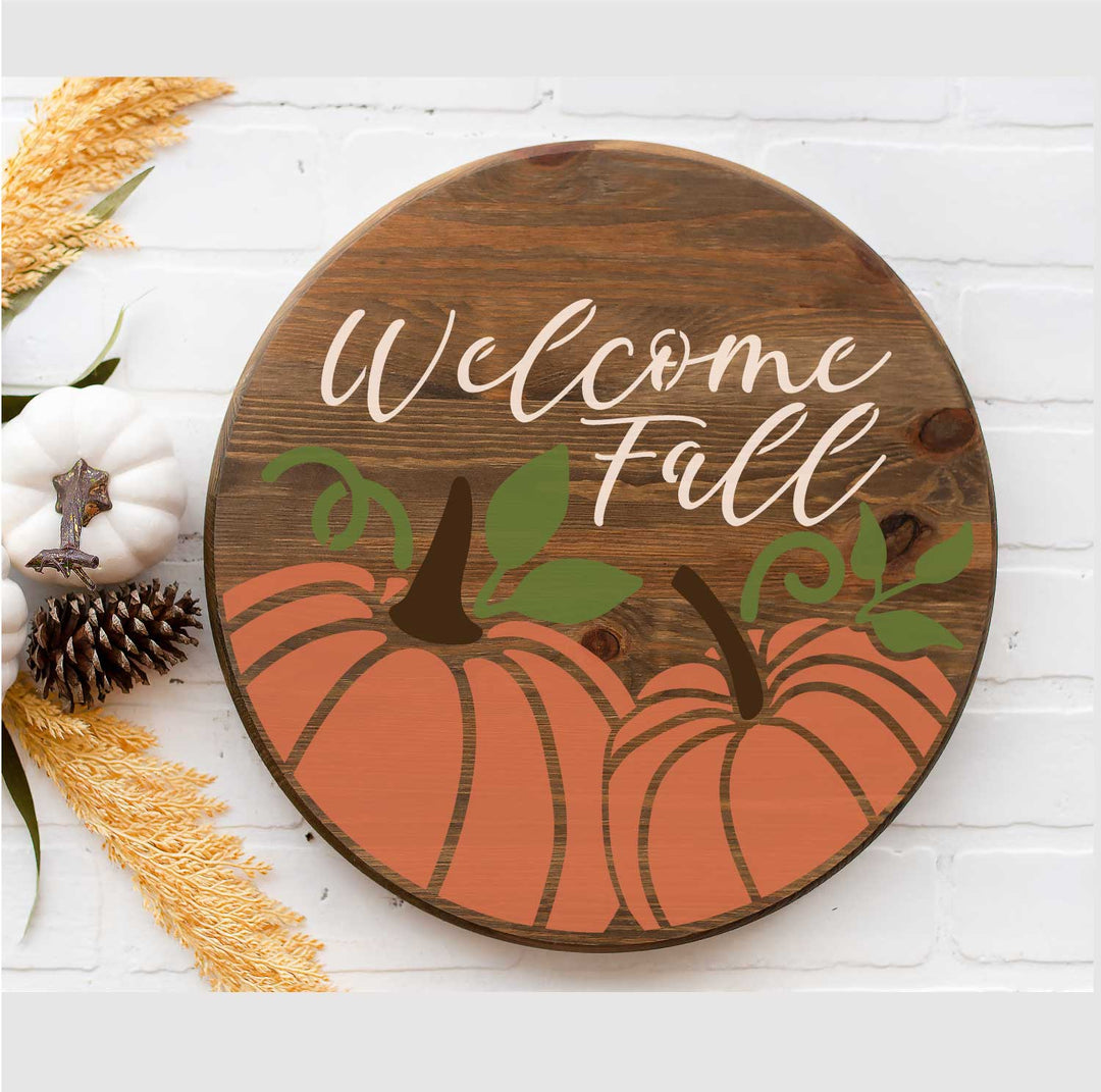 WallCutz  Welcome Fall  / Pumpkin Door Round Stencil Stencil