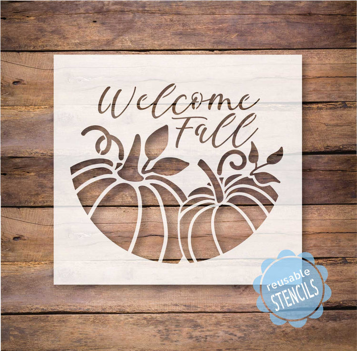 WallCutz  Welcome Fall  / Pumpkin Door Round Stencil Stencil