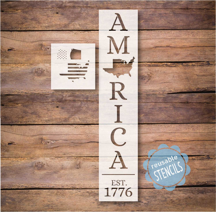 WallCutz  America Est 1776  Porch Stencil Stencil