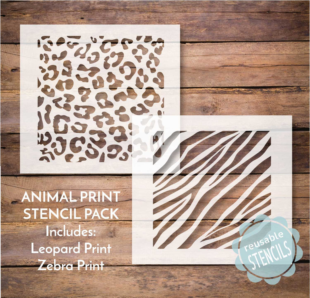 WallCutz  Animal Prints / Leopard + Zebra - 2pk Stencil