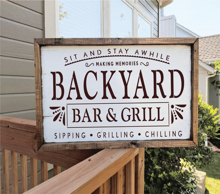 WallCutz  Backyard Bar and Grill stencil Stencil