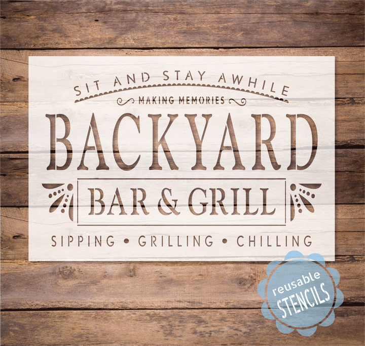 WallCutz  Backyard Bar and Grill stencil Stencil