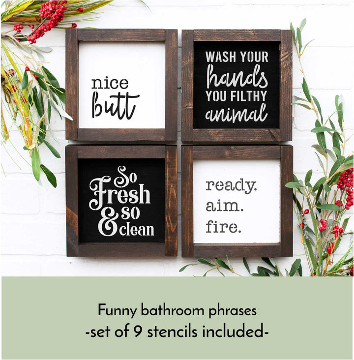 WallCutz  Bathroom Humor - Stencil Bundle 9pk Stencil