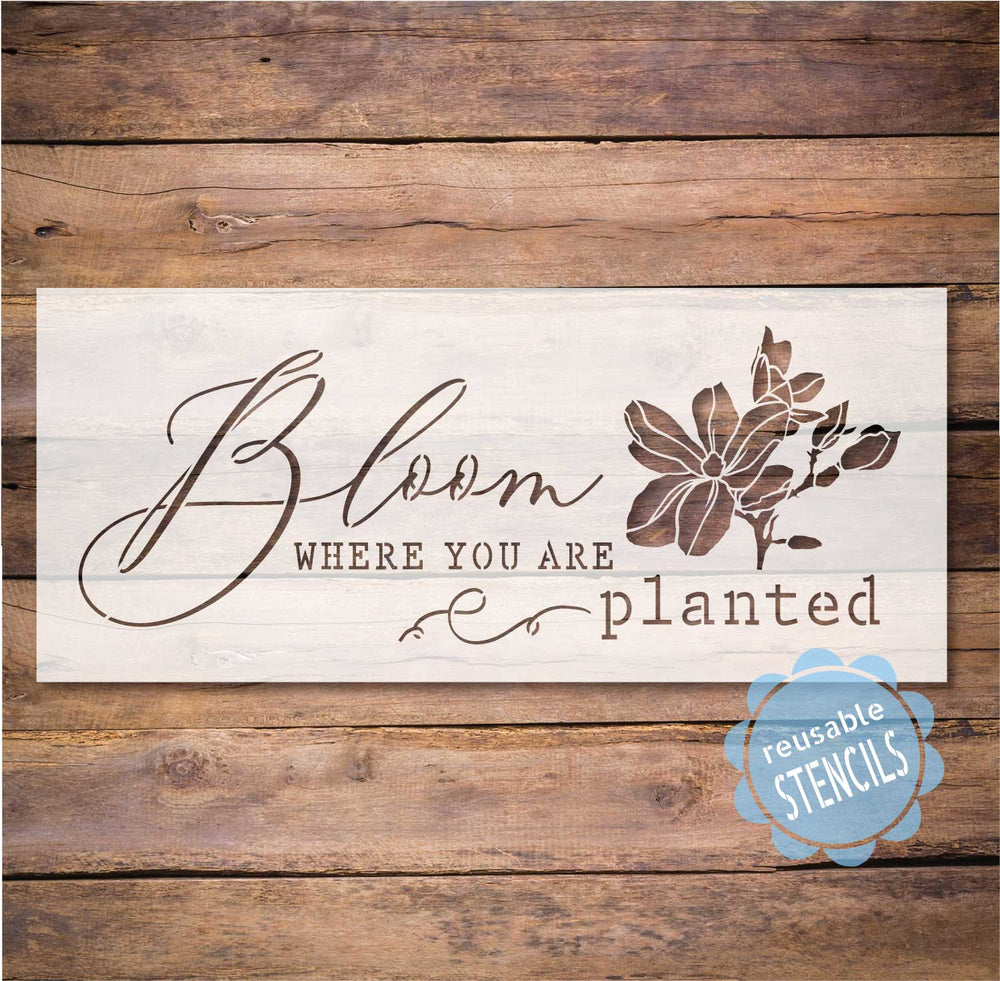 WallCutz  Bloom Where You Are Planted / Floral Stencil Stencil