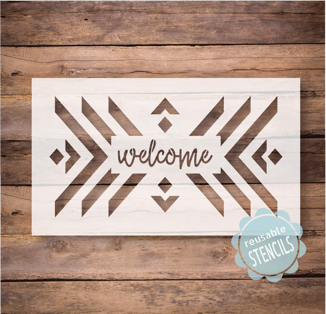 WallCutz  Boho Pattern Welcome Stencil