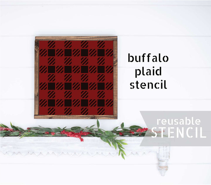 WallCutz  Buffalo Plaid Pattern | Christmas Stencil Stencil