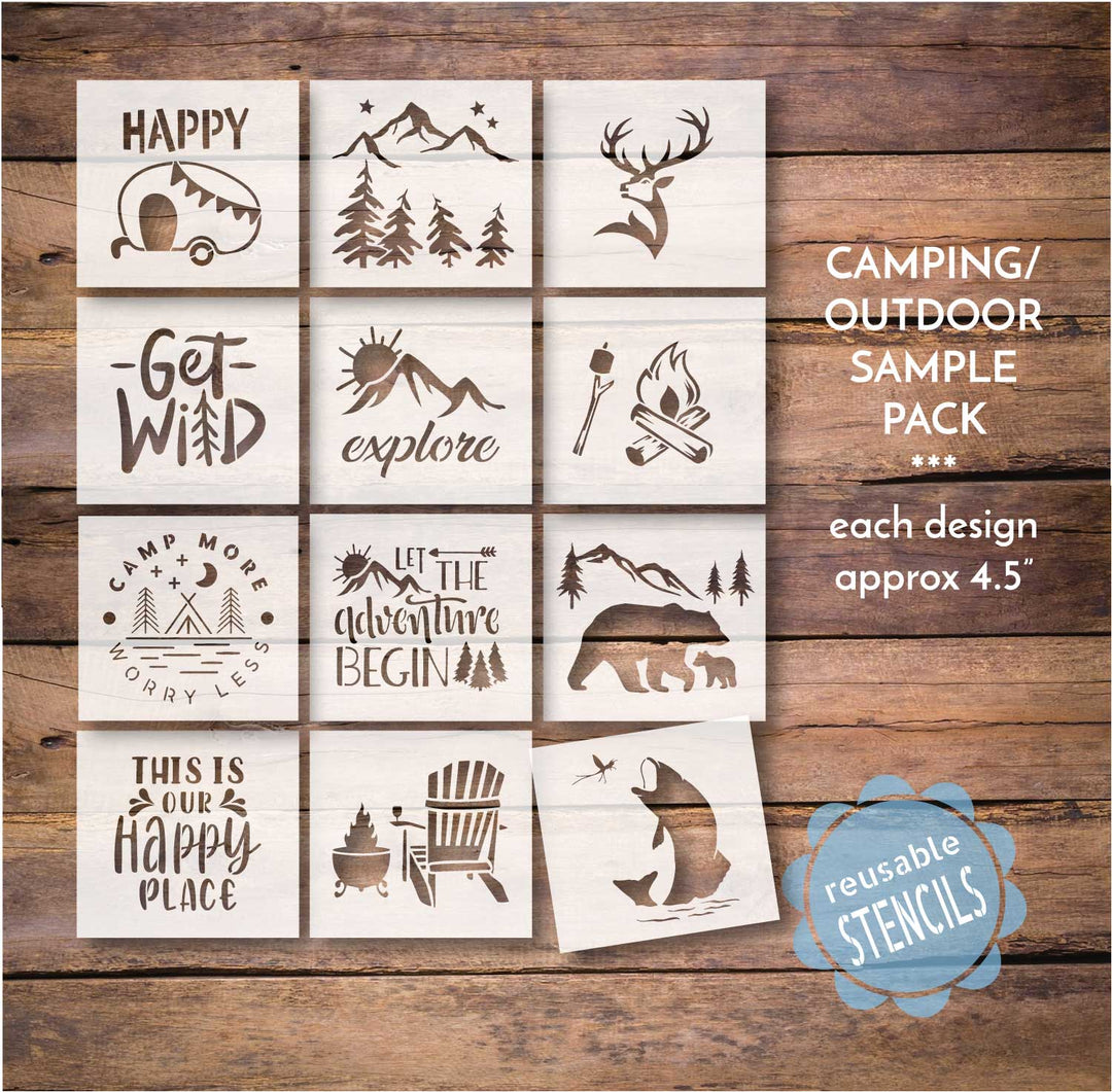 WallCutz  CAMP LIFE 12 pc Sample Pack Stencil