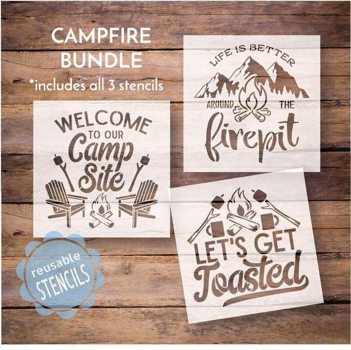 WallCutz  Campfire Stencil Bundle Stencil