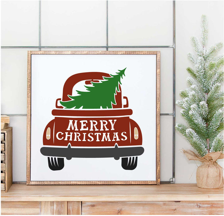 WallCutz  Christmas Farm Truck Tree Stencil Stencil