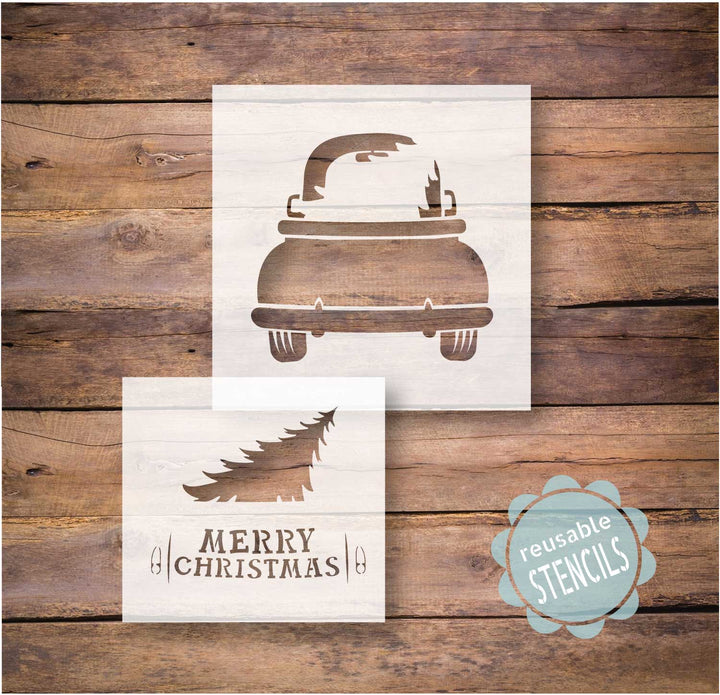 WallCutz  Christmas Farm Truck Tree Stencil Stencil