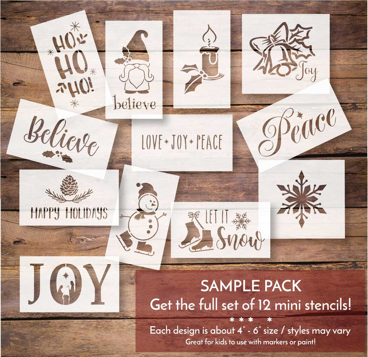 WallCutz  Christmas Mini 12 pc Sample Pack Stencil Bundle Stencil