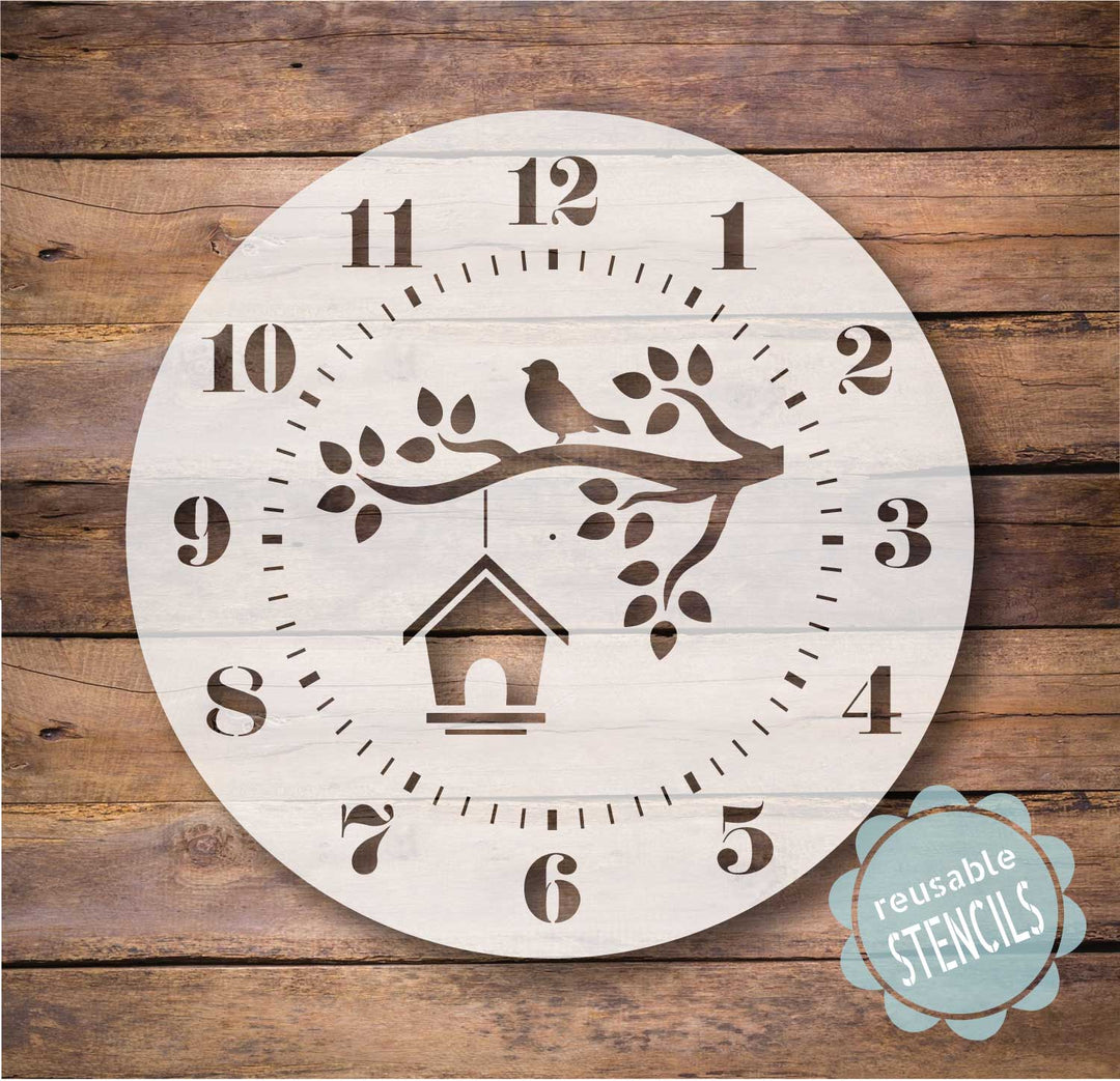 WallCutz  Clock Stencil (B) / Bird House Stencil Stencil