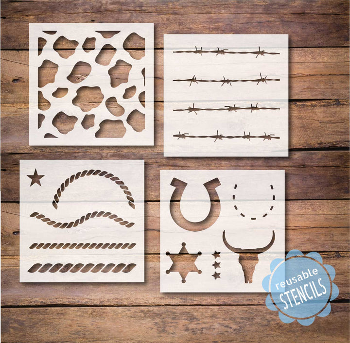 WallCutz  Cow Print / Western Stencil Bundle Stencil