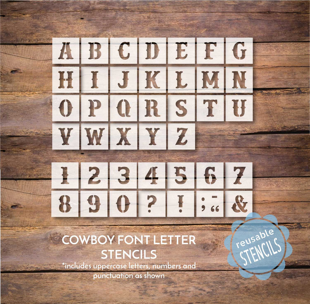 WallCutz  Cowboy Font Alphabet Stencils Stencil