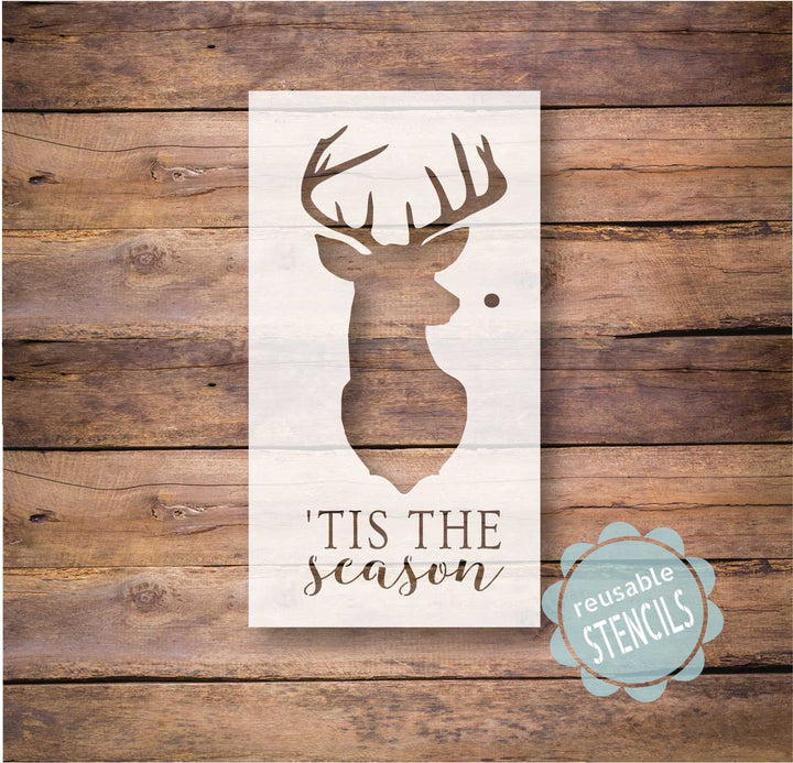 WallCutz  Deer Head Silhouette Reindeer Christmas Stencil Stencil