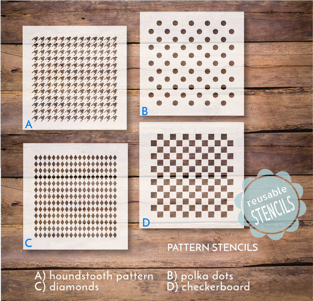 WallCutz  Diamond, Polka Dot, Checkerboard, Houndstooth, Pattern Stencils Stencil