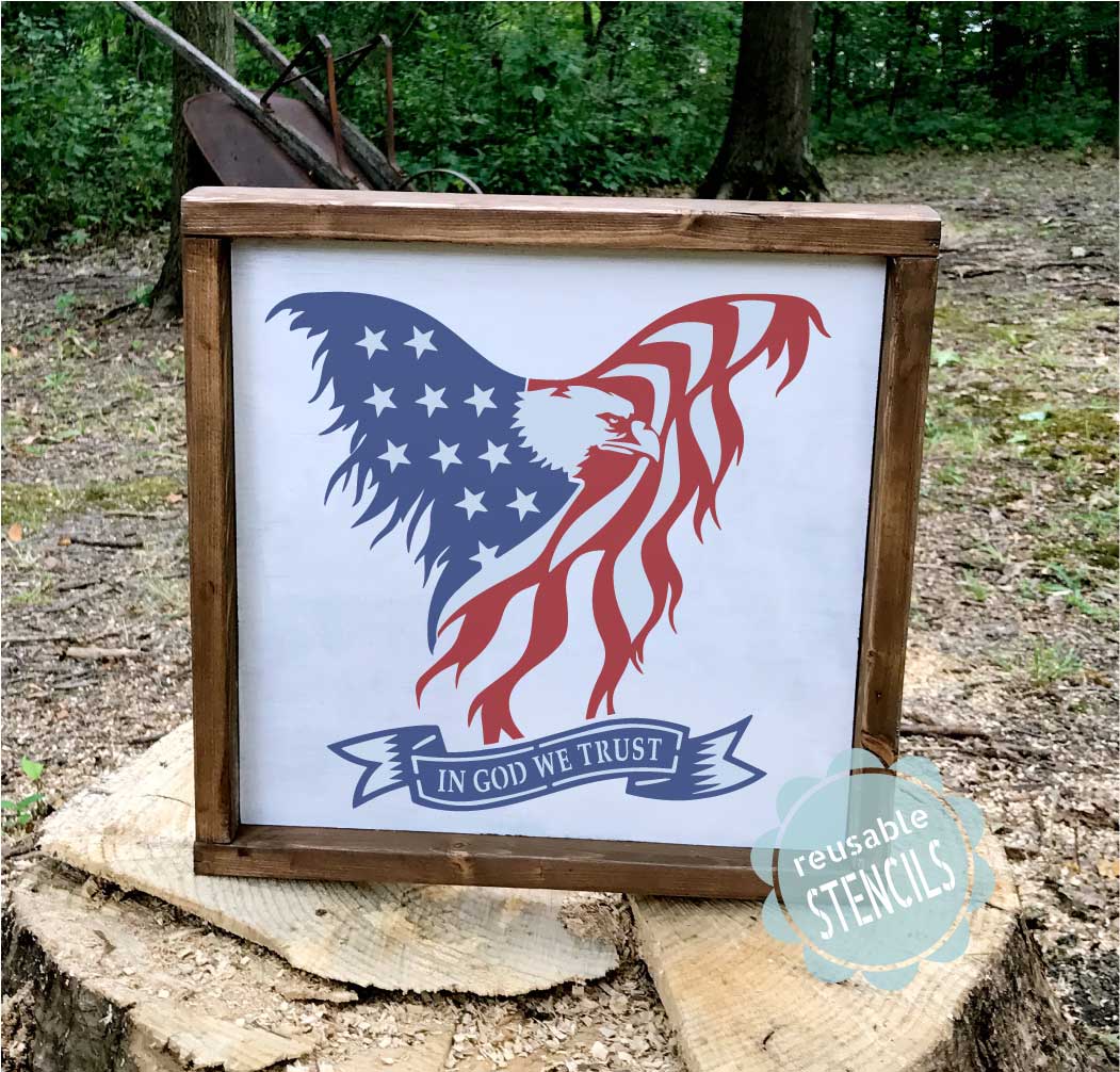 WallCutz  Eagle Stencil / American flag Stencil