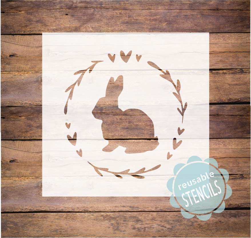 WallCutz  Easter Wreath Bunny stencil Stencil