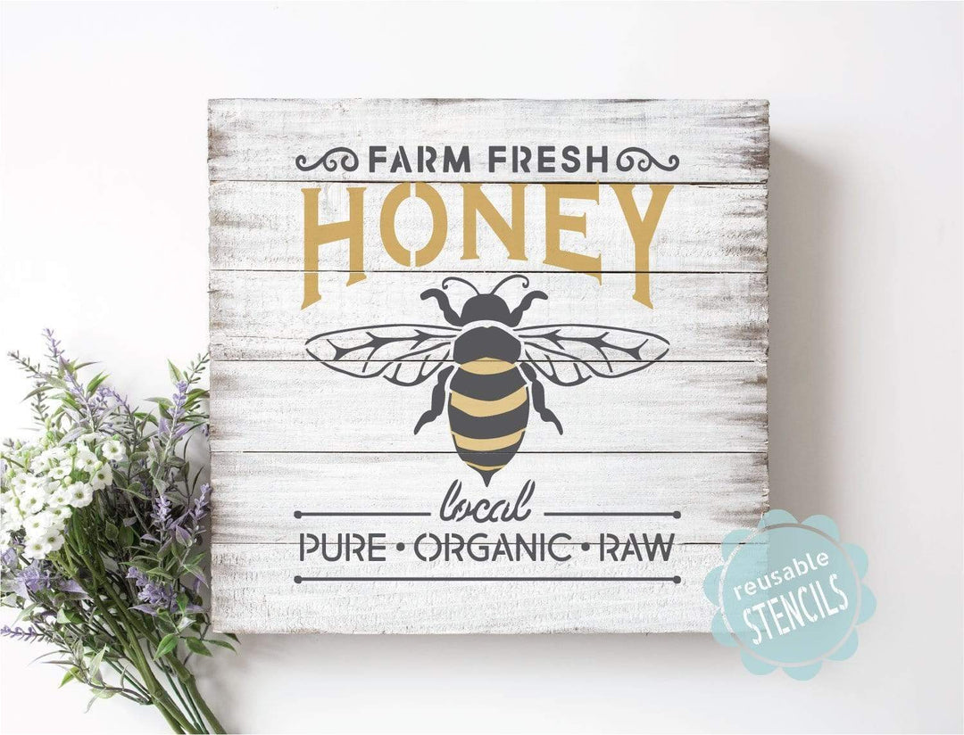 WallCutz  Farm Fresh Honey Bee stencil Stencil