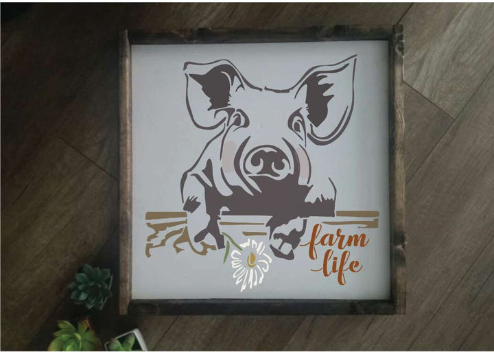 WallCutz  Farm life Pig stencil Stencil