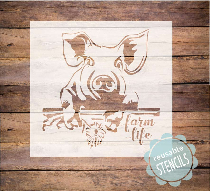 WallCutz  Farm life Pig stencil Stencil