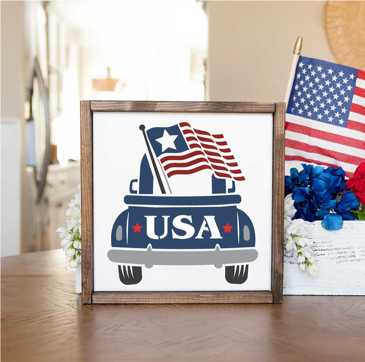 WallCutz  Farm Truck / Tailgate USA Flag Stencil Stencil