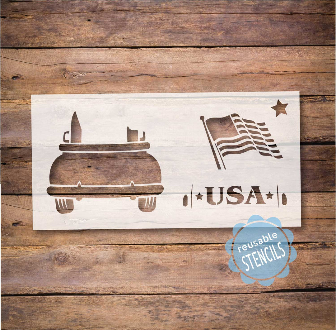 WallCutz  Farm Truck / Tailgate USA Flag Stencil Stencil