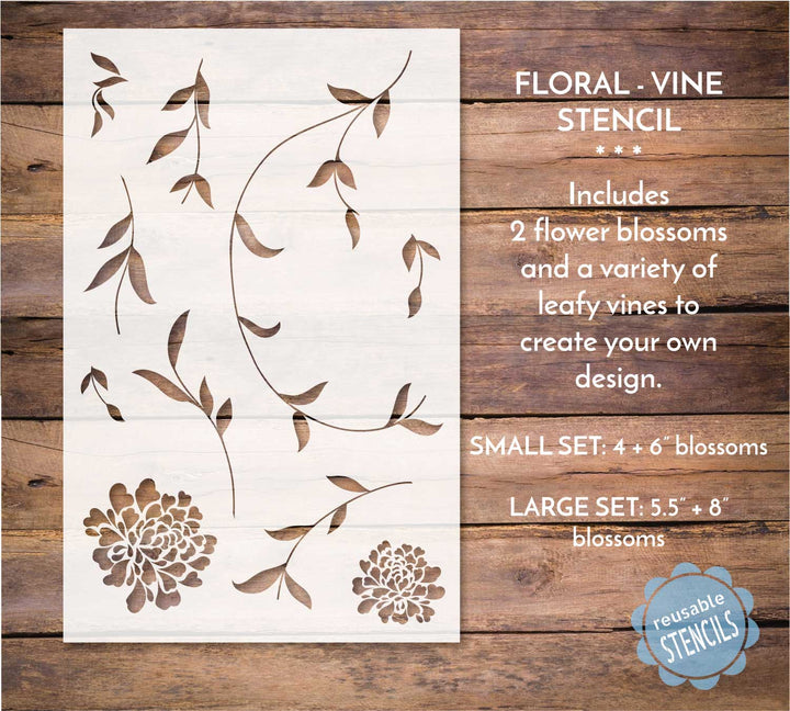 WallCutz  Floral Vine Stencil Bundle Stencil