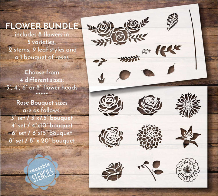 WallCutz  Flower Blossom - Stencil Bundle Stencil