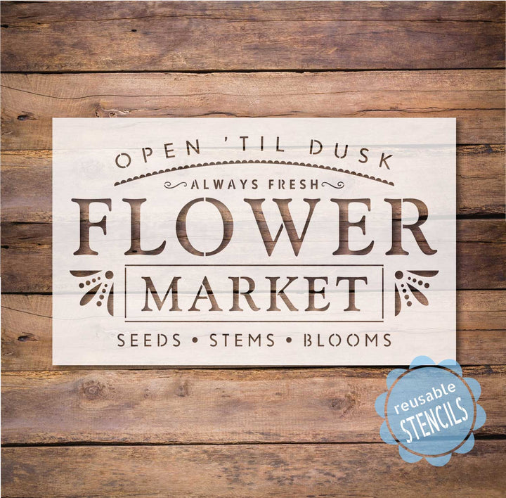 WallCutz  Flower Market - Open Til Dusk / Stencil Stencil