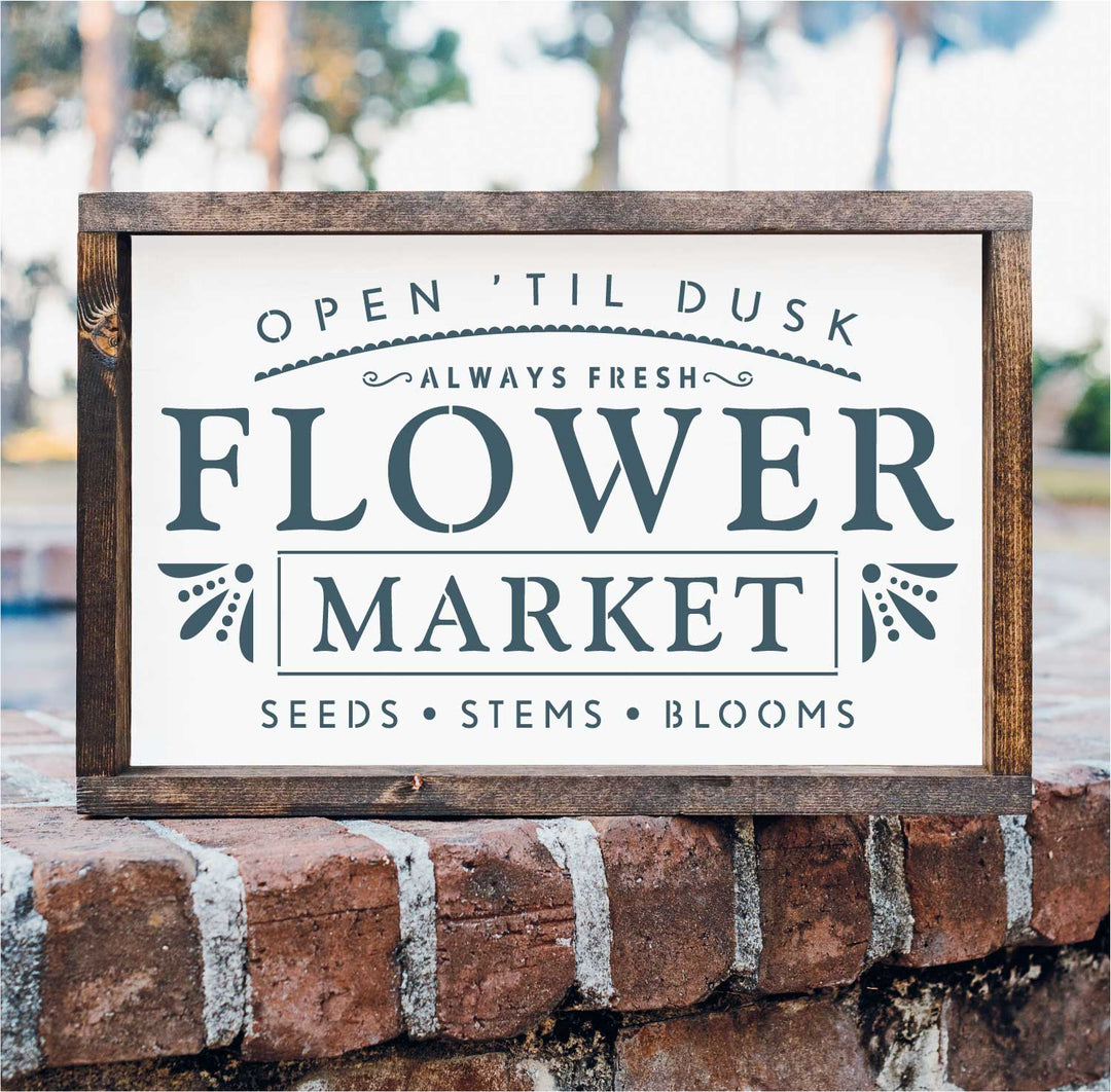 WallCutz  Flower Market - Open Til Dusk / Stencil Stencil