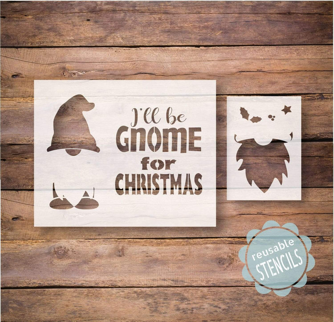 WallCutz  I'll Be Gnome for Christmas / Reusable Stencil Stencil