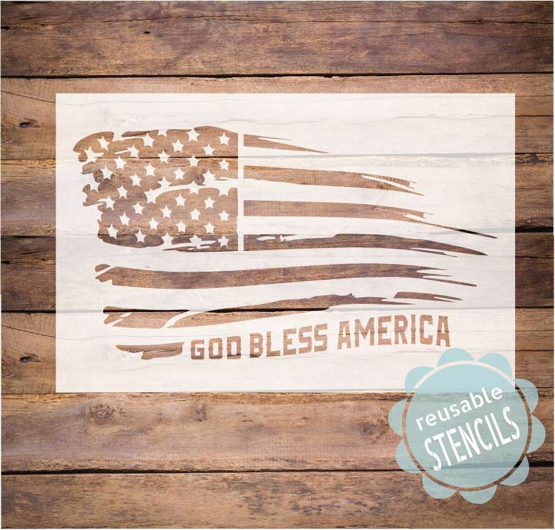 WallCutz  God Bless America Stencil