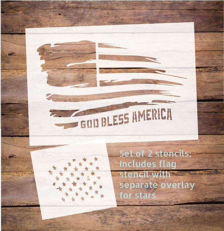 WallCutz  God Bless America reusable flag stencil Stencil