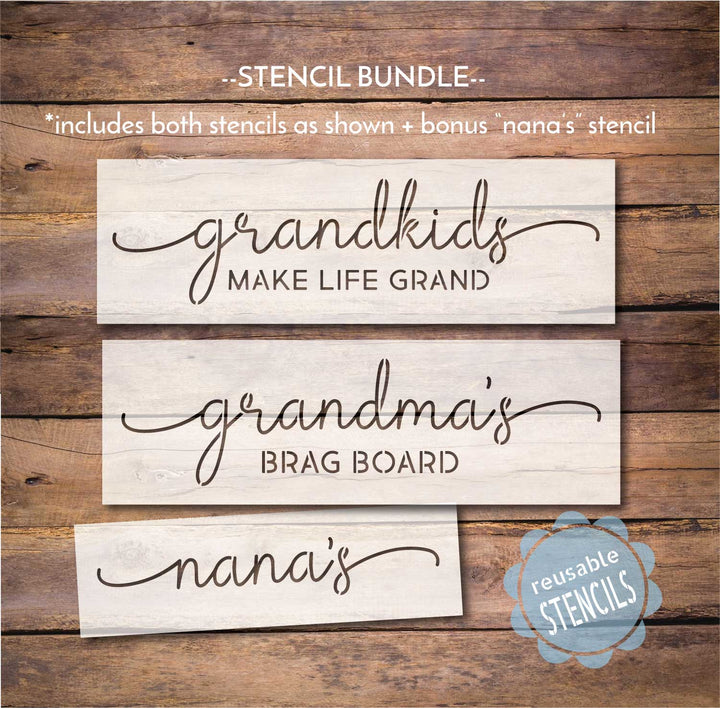 WallCutz  Grandma's Brag Board / Make Life Grand / Stencil Bundle Stencil