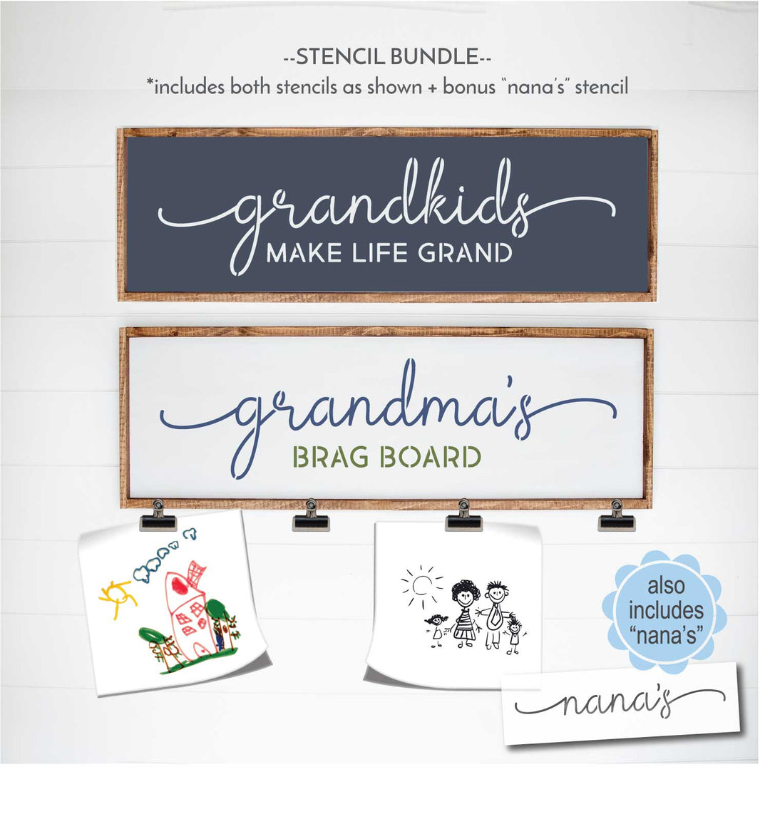 WallCutz  Grandma's Brag Board / Make Life Grand / Stencil Bundle Stencil