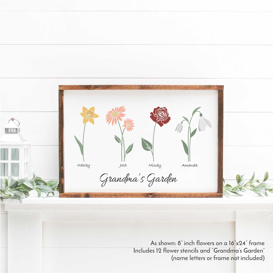 WallCutz  Grandma's Garden / Birth Month Flower Stencils Stencil